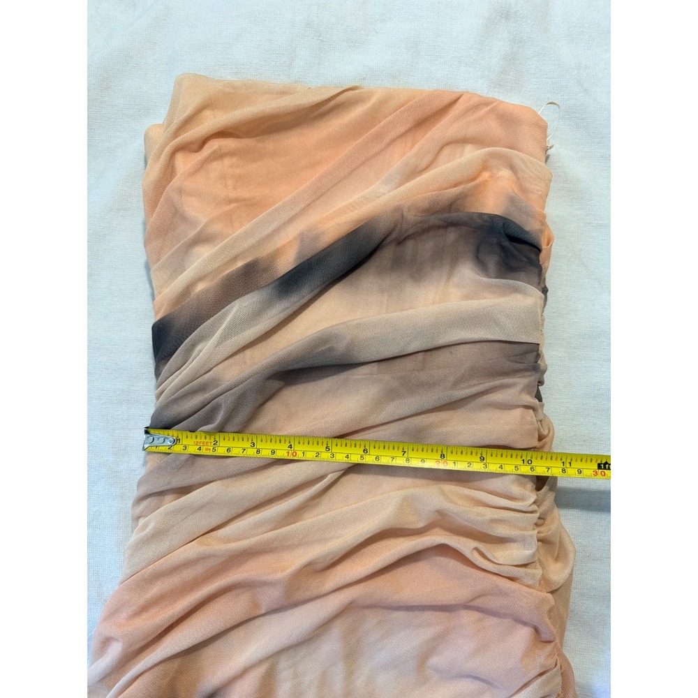 Zara Peach Grey Tie Dye Ruched Mesh Strapless Mini Dress XS Bodycon - Picture 6 of 7